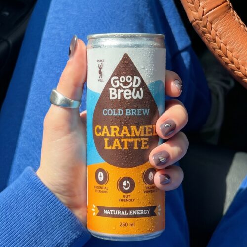 can of caramel GoodBrew latte